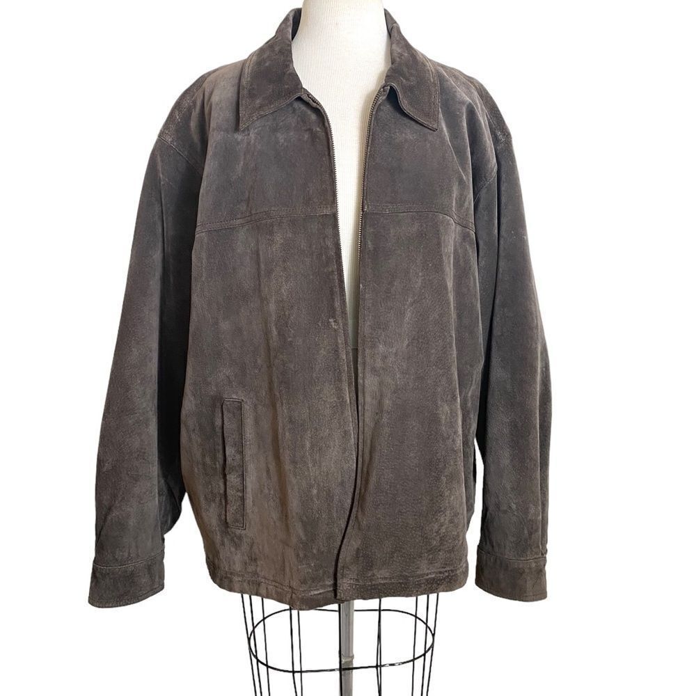 Knightsbridge XL brown suede bomber jacket with silky brown quilted lining